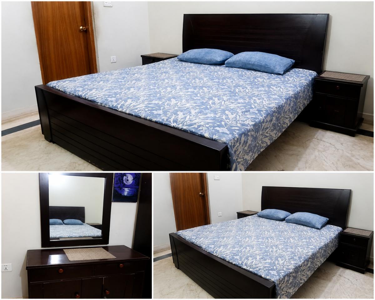 Urgent sale king size bed Dressing Table Side Table 45k without mattress excellent condition